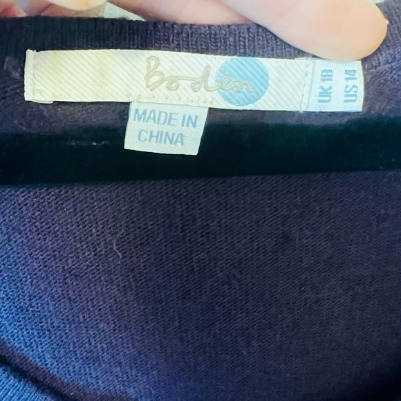 Boden Velvet Trimmed Plum Purple Scoop Neck Dress Size‎ 14 Cashmere Angora Blend - Picture 5 of 10